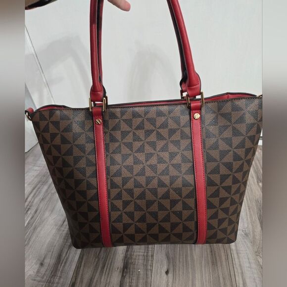 Large Diamond Design Tote Bag/shoulder Bag With Crossbody Strap - Picture 7 of 14